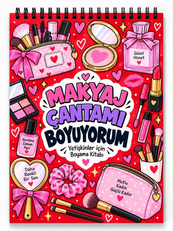 Mandala Boyama Kitabı - Yetişkinler İçin Boyama Sayfaları - Makyaj Çantamı Boyuyorum